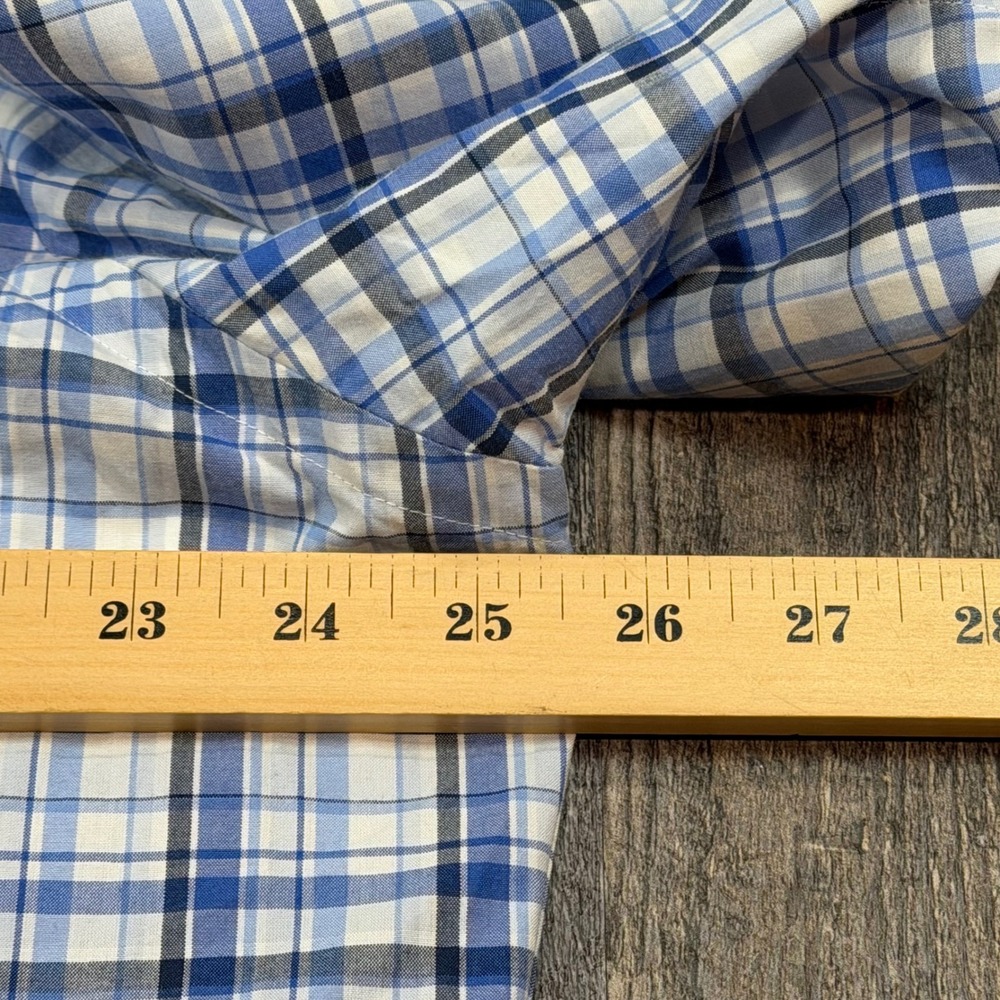 Polo Ralph Lauren Mens XL Classic Fit Blue White Plaid Button Down Shirt Cotton - Picture 7 of 7